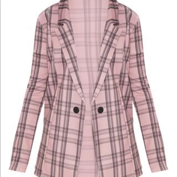 PrettyLittleThing Jackets & Blazers - pink plaid blazer | prettylittlething